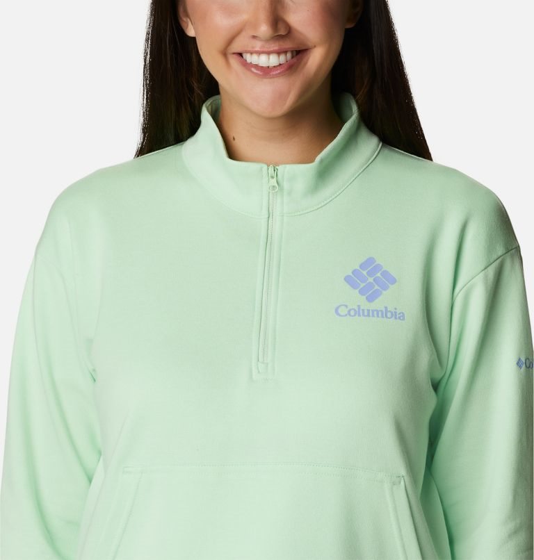 Women's Columbia Trek French Terry Half Zip Sweatshirts Mint | CA-F831A