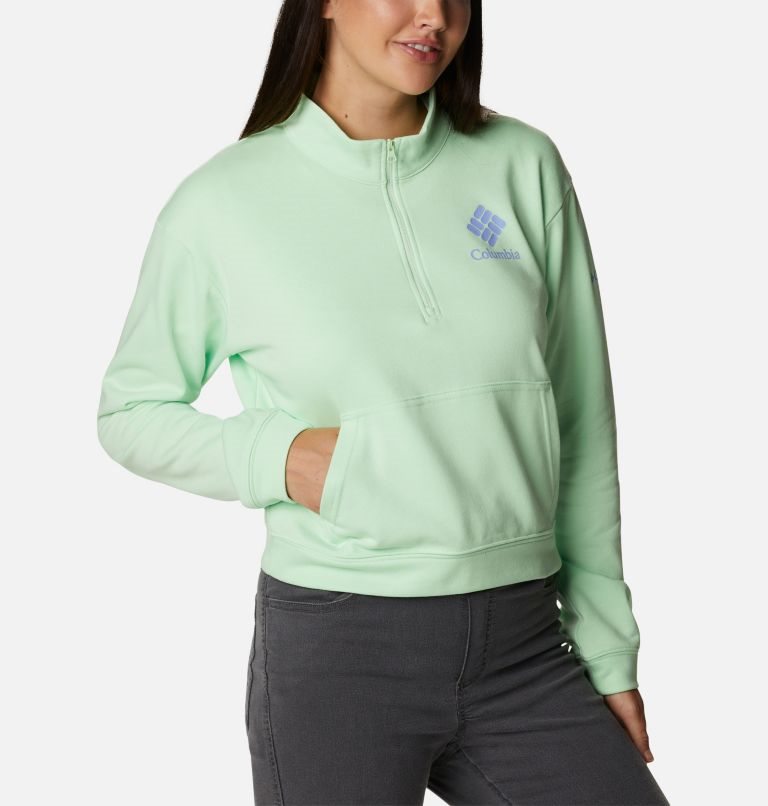 Women's Columbia Trek French Terry Half Zip Sweatshirts Mint | CA-F831A