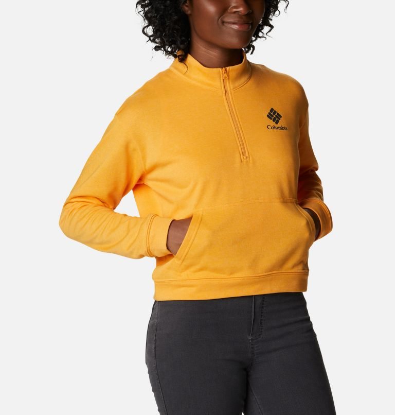 Women's Columbia Trek French Terry Half Zip Sweatshirts Mango | CA-U145C