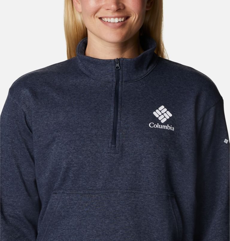 Women's Columbia Trek French Terry Half Zip Sweatshirts Navy | CA-Y0L36