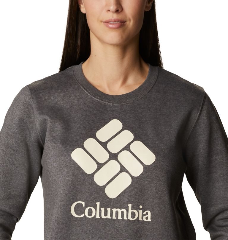 Women's Columbia Trek Graphic Crew Sweatshirts Dark Grey | CA-Q1C83