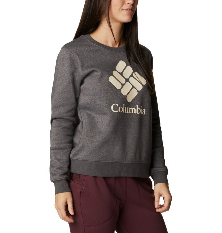 Women's Columbia Trek Graphic Crew Sweatshirts Dark Grey | CA-Q1C83