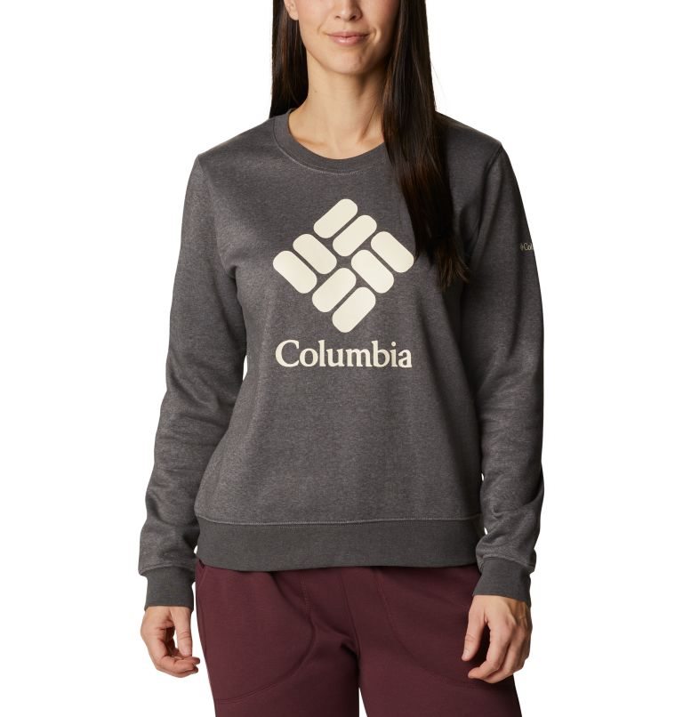 Women\'s Columbia Trek Graphic Crew Sweatshirts Dark Grey | CA-Q1C83