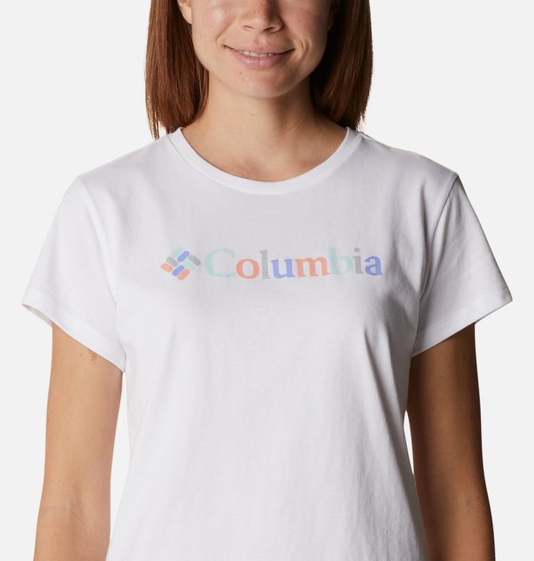 Women's Columbia Trek Short Sleeve Graphic T Shirts White | CA-FCA50