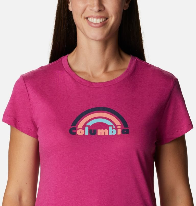 Women's Columbia Trek Short Sleeve Graphic T Shirts Fuchsia | CA-H458L