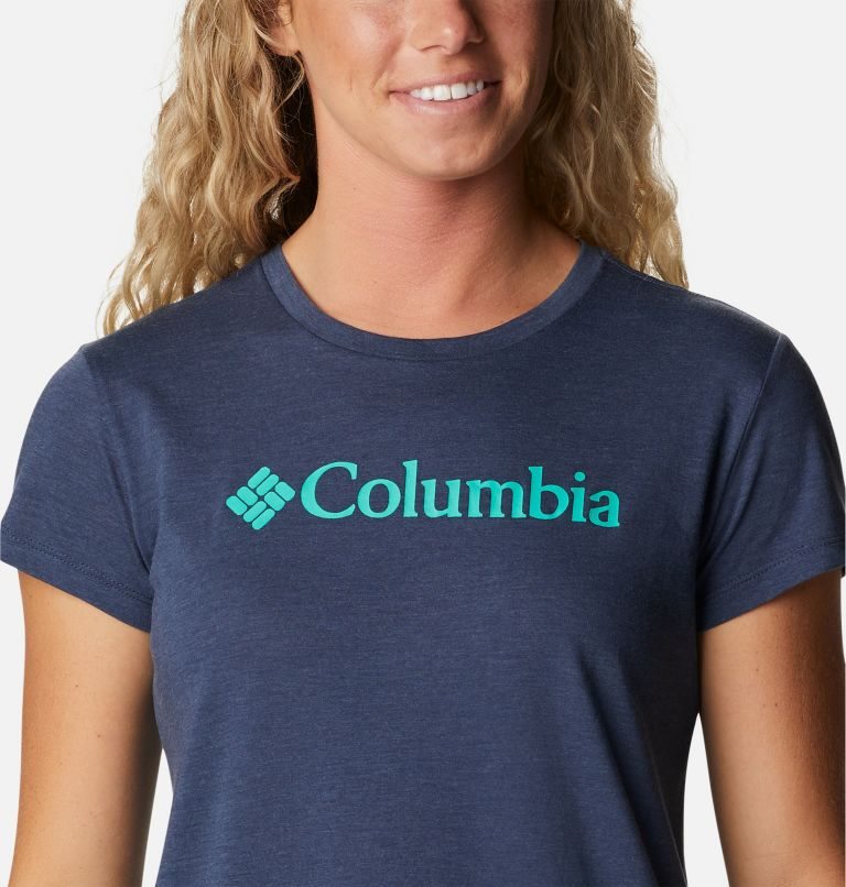 Women's Columbia Trek Short Sleeve Graphic T Shirts Navy | CA-KCA83