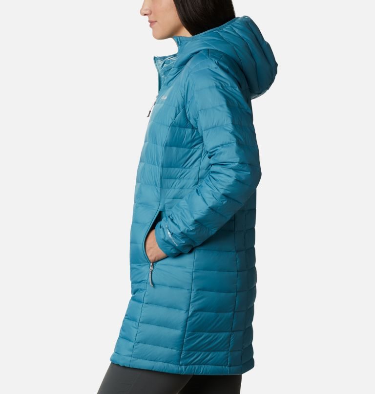 Women's Columbia Voodoo Falls 590 TurboDown Mid Jackets Turquoise | CA-AA81C