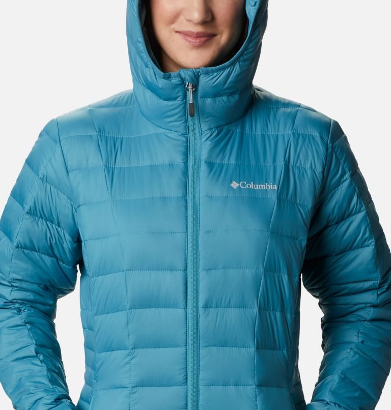 Women's Columbia Voodoo Falls 590 TurboDown Mid Jackets Turquoise | CA-AA81C