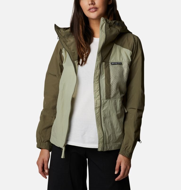 Women's Columbia Wallowa Park Novelty Windbreaker Jackets Olive | CA-C6058