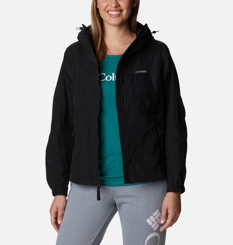 Women's Columbia Wallowa Park Novelty Windbreaker Jackets Black | CA-I5381