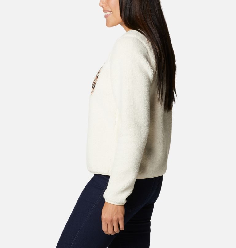 Women's Columbia West Bend Fleece Crew Sweatshirts Cream | CA-AA3C4