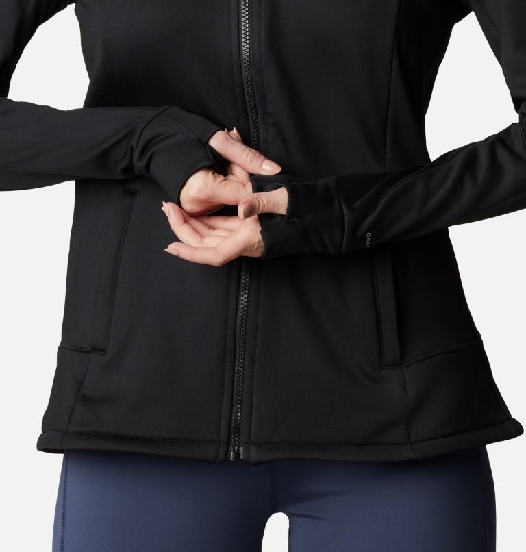 Women's Columbia Windgates Tech Full Zip Fleece Jackets Black | CA-C5C84