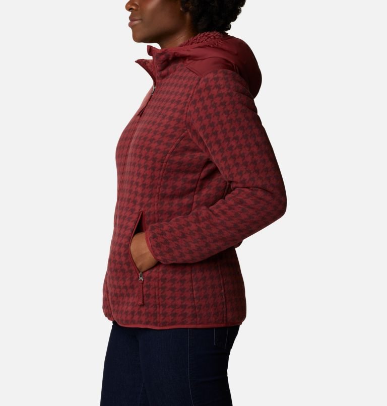 Women's Columbia Winter Pass Print Full Zip Fleece Jackets Red | CA-X5AL3